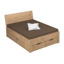 Lit futon ARAMIS 140 x 200 cm en décor chêne sonoma avec tête de lit et 4 tiroirs