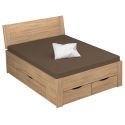 Lit futon ARAMIS 160 x 200 cm en décor chêne sonoma avec tête de lit et 4 tiroirs