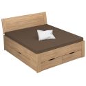 Lit futon ARAMIS 180 x 200 cm en décor chêne sonoma avec tête de lit et 4 tiroirs