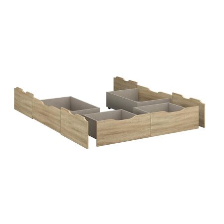 Lit futon ARAMIS 180 x 200 cm en décor chêne sonoma avec tête de lit et 4 tiroirs