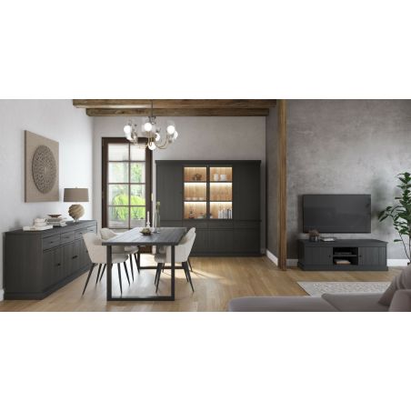 Table 210 cm GABRIEL DARK en décor chêne noir