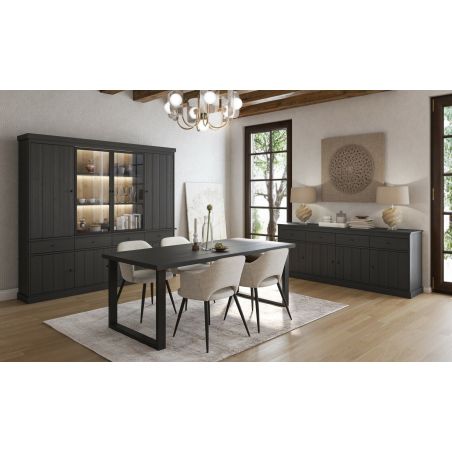 Table 180 cm GABRIEL DARK en décor chêne noir