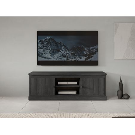 Meuble TV GABRIEL DARK en décor chêne noir