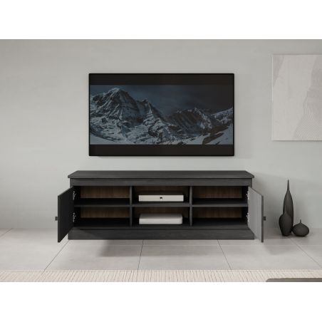 Meuble TV GABRIEL DARK en décor chêne noir