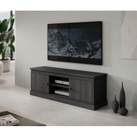 Meuble TV GABRIEL DARK en décor chêne noir