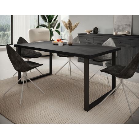 Table 180 cm GABRIEL DARK en décor chêne noir