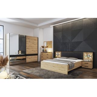 Chambre adulte KIRAN en décor chêne clair