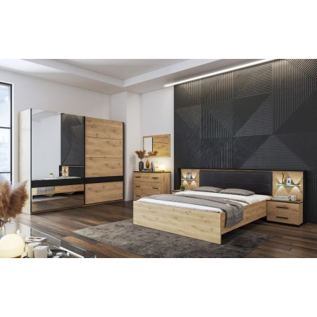 Chambre adulte KIRAN en décor chêne clair