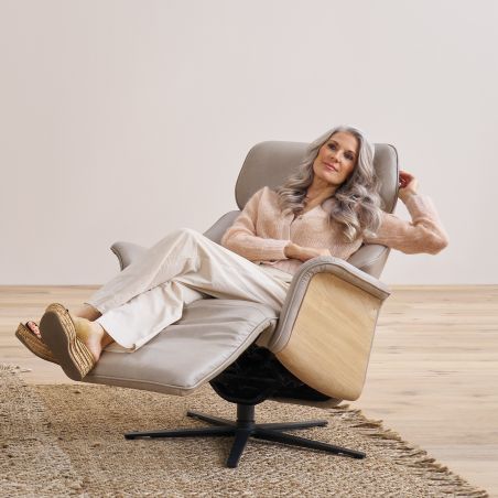 Fauteuil relax électrique en cuir S-LOUNGER 7363 avec 3 moteurs et fonction cardio de la marque HIMOLLA