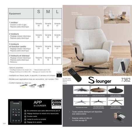 Fauteuil relax électrique en cuir S-LOUNGER 7362 avec 3 moteurs et fonction cardio de la marque HIMOLLA