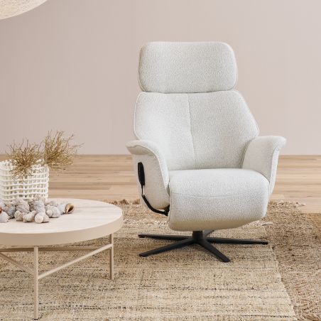Fauteuil relax électrique en tissu S-LOUNGER 7362 avec 3 moteurs et fonction releveur de la marque HIMOLLA