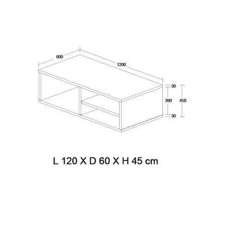 Table basse STAR 120 cm avec 3 niches