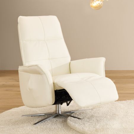 Fauteuil relax électrique en cuir 24 blanc QUARTETT JOKER 9361 de la marque HIMOLLA