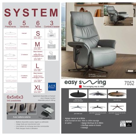 Fauteuil relax manuel en cuir 24 EASYSWING 7052 de la marque HIMOLLA