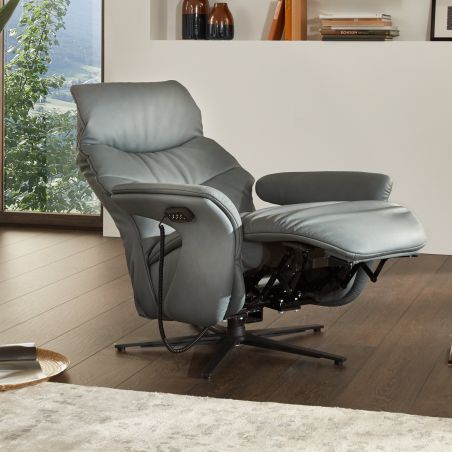 Fauteuil relax électrique 2 moteurs en cuir 24 EASYSWING 7052 de la marque HIMOLLA