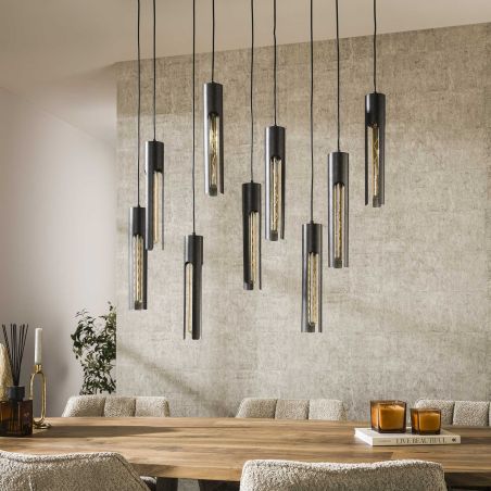 Lampadaire ISIDORE de style industriel avec 9 ampoule incluses