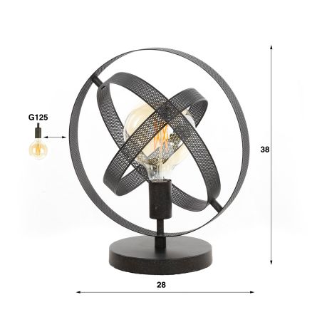 Lampe de table KORELL de style industriel avec 1 ampoule incluse