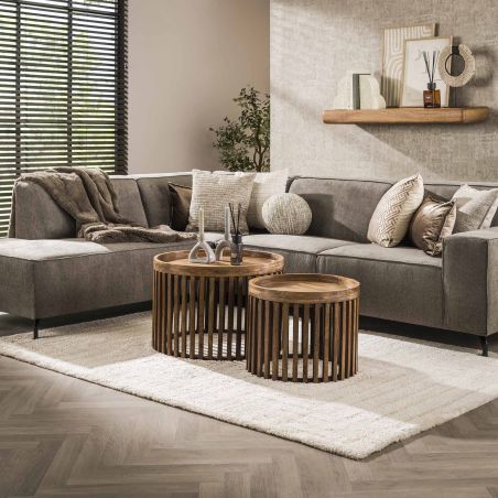 Set de 2 tables bassesrondes Cyprian en bois de manguier