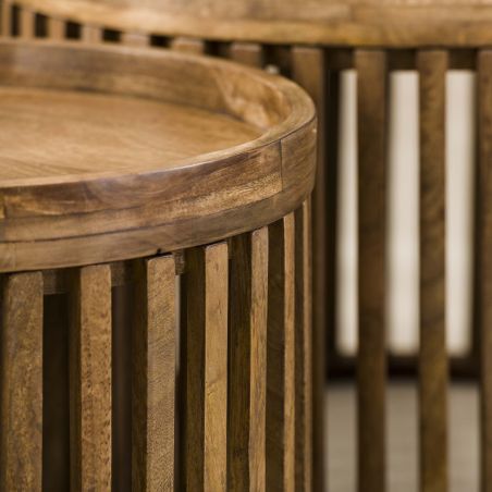 Set de 2 tables bassesrondes Cyprian en bois de manguier