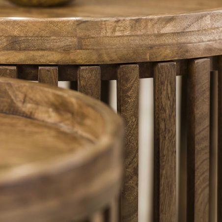 Set de 2 tables bassesrondes Cyprian en bois de manguier