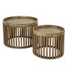 Set de 2 tables bassesrondes Cyprian en bois de manguier