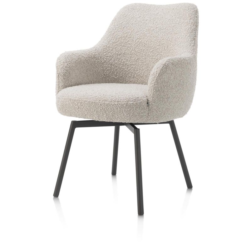 Rocco, chaise a accoudoirs - pivotante - confort ressorts - graphite - tissu Brioni - Henders and Hazel