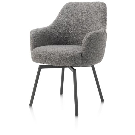 Rocco, chaise a accoudoirs - pivotante - confort ressorts - graphite - tissu Brioni - Henders and Hazel
