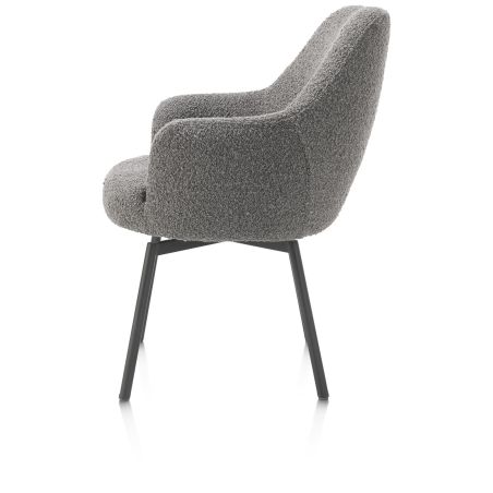 Rocco, chaise a accoudoirs - pivotante - confort ressorts - graphite - tissu Brioni - Henders and Hazel