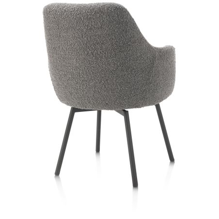Rocco, chaise a accoudoirs - pivotante - confort ressorts - graphite - tissu Brioni - Henders and Hazel