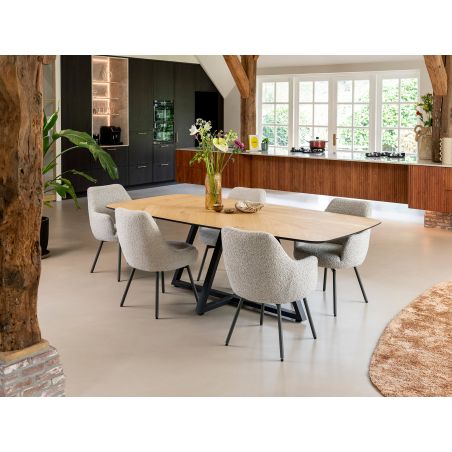 Rocco, chaise a accoudoirs - pivotante - confort ressorts - graphite - tissu Brioni - Henders and Hazel