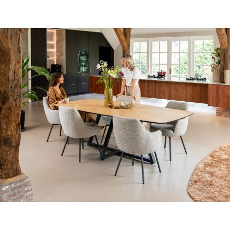 Rocco, chaise a accoudoirs - pivotante - confort ressorts - graphite - tissu Brioni - Henders and Hazel