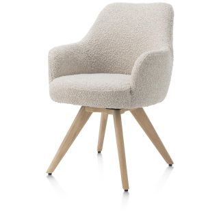 Rocco, chaise a accoudoirs - pivotante - chene naturel - confort ressorts - tissu Brioni - Henders and Hazel