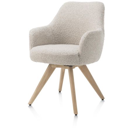 Rocco, chaise a accoudoirs - pivotante - chene naturel - confort ressorts - tissu Brioni - Henders and Hazel