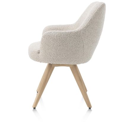 Rocco, chaise a accoudoirs - pivotante - chene naturel - confort ressorts - tissu Brioni - Henders and Hazel