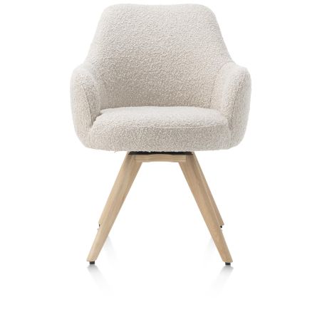 Rocco, chaise a accoudoirs - pivotante - chene naturel - confort ressorts - tissu Brioni - Henders and Hazel