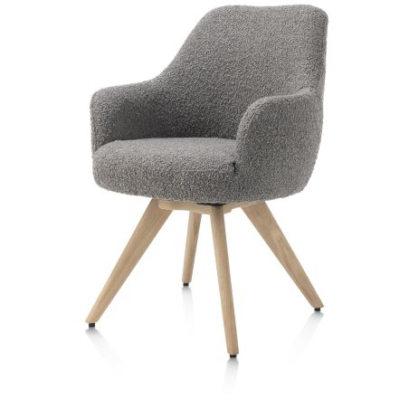 Rocco, chaise a accoudoirs - pivotante - chene naturel - confort ressorts - tissu Brioni - Henders and Hazel