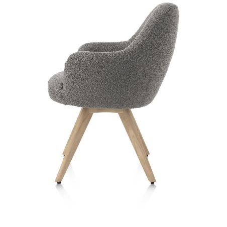 Rocco, chaise a accoudoirs - pivotante - chene naturel - confort ressorts - tissu Brioni - Henders and Hazel