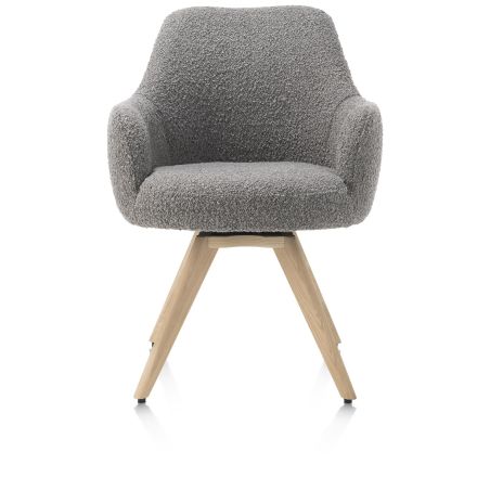 Rocco, chaise a accoudoirs - pivotante - chene naturel - confort ressorts - tissu Brioni - Henders and Hazel