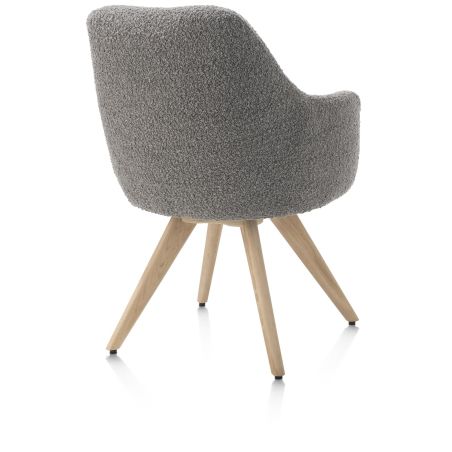 Rocco, chaise a accoudoirs - pivotante - chene naturel - confort ressorts - tissu Brioni - Henders and Hazel