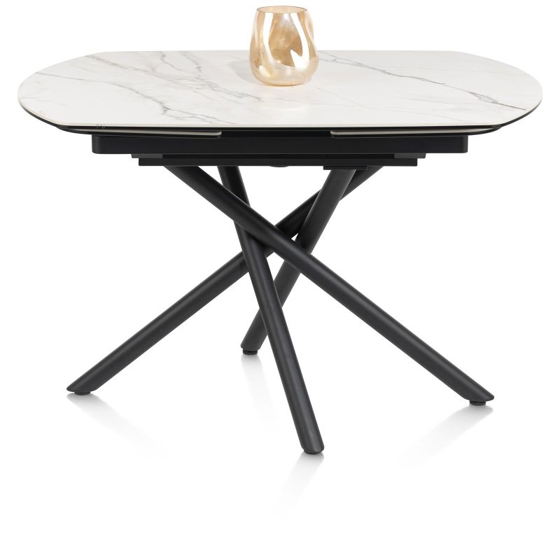 Preston, table a rallonge 120 (+ 2 x 30) x 90 cm - pied central - ceramique sur verre - Henders and Hazel
