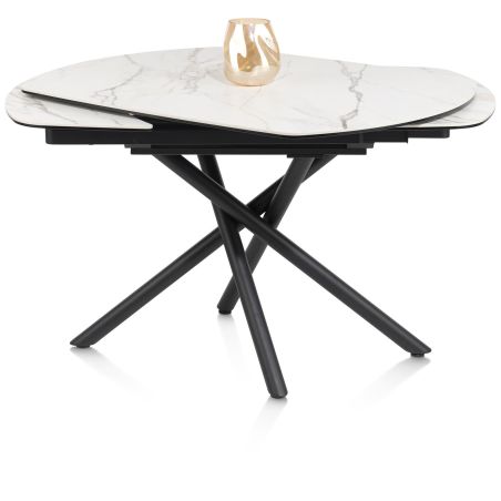 Preston, table a rallonge 120 (+ 2 x 30) x 90 cm - pied central - ceramique sur verre - Henders and Hazel