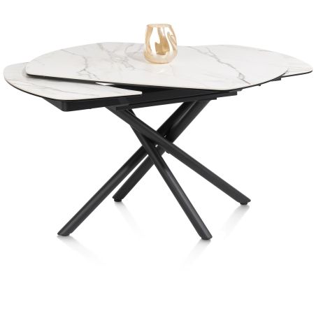 Preston, table a rallonge 120 (+ 2 x 30) x 90 cm - pied central - ceramique sur verre - Henders and Hazel