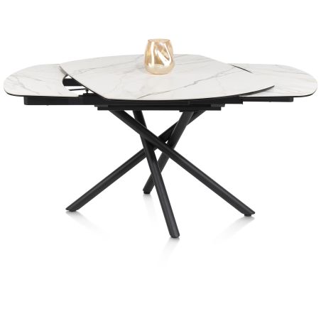 Preston, table a rallonge 120 (+ 2 x 30) x 90 cm - pied central - ceramique sur verre - Henders and Hazel
