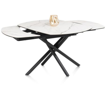 Preston, table a rallonge 120 (+ 2 x 30) x 90 cm - pied central - ceramique sur verre - Henders and Hazel