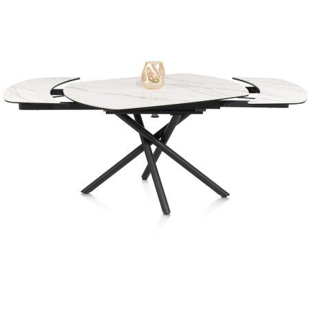 Preston, table a rallonge 120 (+ 2 x 30) x 90 cm - pied central - ceramique sur verre - Henders and Hazel
