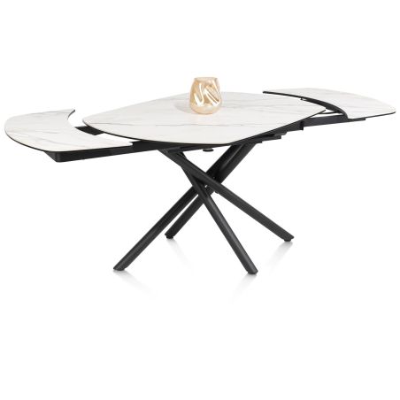 Preston, table a rallonge 120 (+ 2 x 30) x 90 cm - pied central - ceramique sur verre - Henders and Hazel