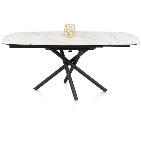 Preston, table a rallonge 120 (+ 2 x 30) x 90 cm - pied central - ceramique sur verre - Henders and Hazel