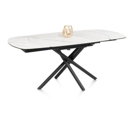 Preston, table a rallonge 120 (+ 2 x 30) x 90 cm - pied central - ceramique sur verre - Henders and Hazel