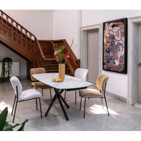 Preston, table a rallonge 120 (+ 2 x 30) x 90 cm - pied central - ceramique sur verre - Henders and Hazel
