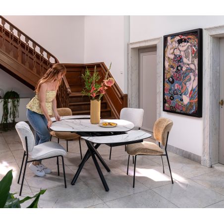 Preston, table a rallonge 120 (+ 2 x 30) x 90 cm - pied central - ceramique sur verre - Henders and Hazel
